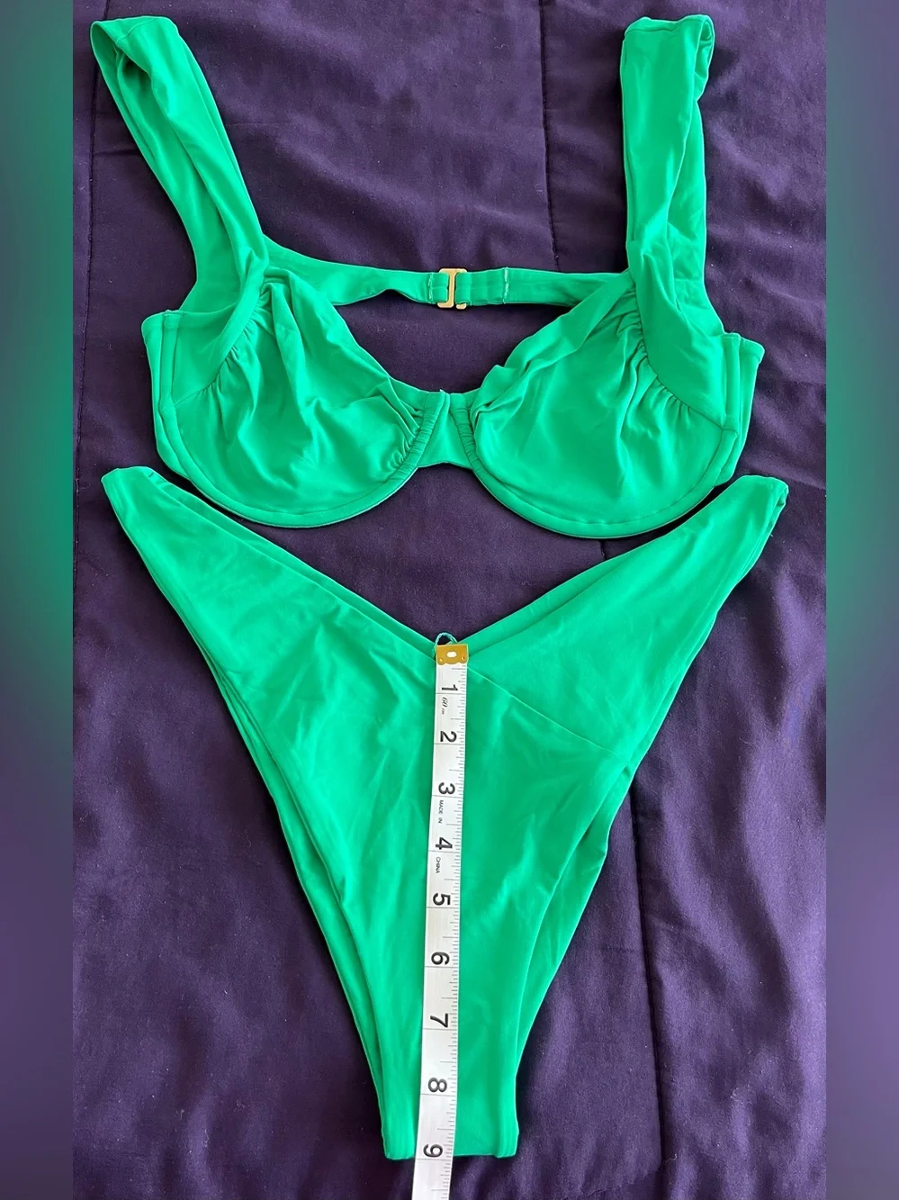 L*Space Bikini Set Stella Top & Low Tide Bottom XL Jade Green Resortwear Swim